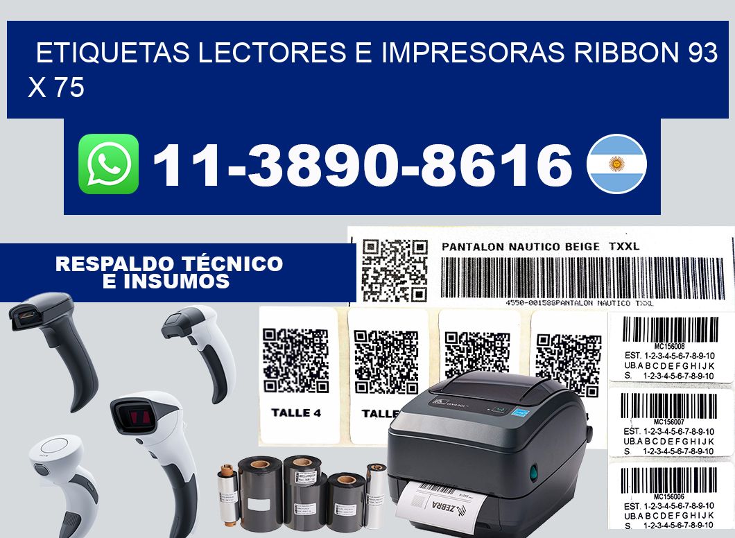 etiquetas lectores e impresoras ribbon 93 x 75