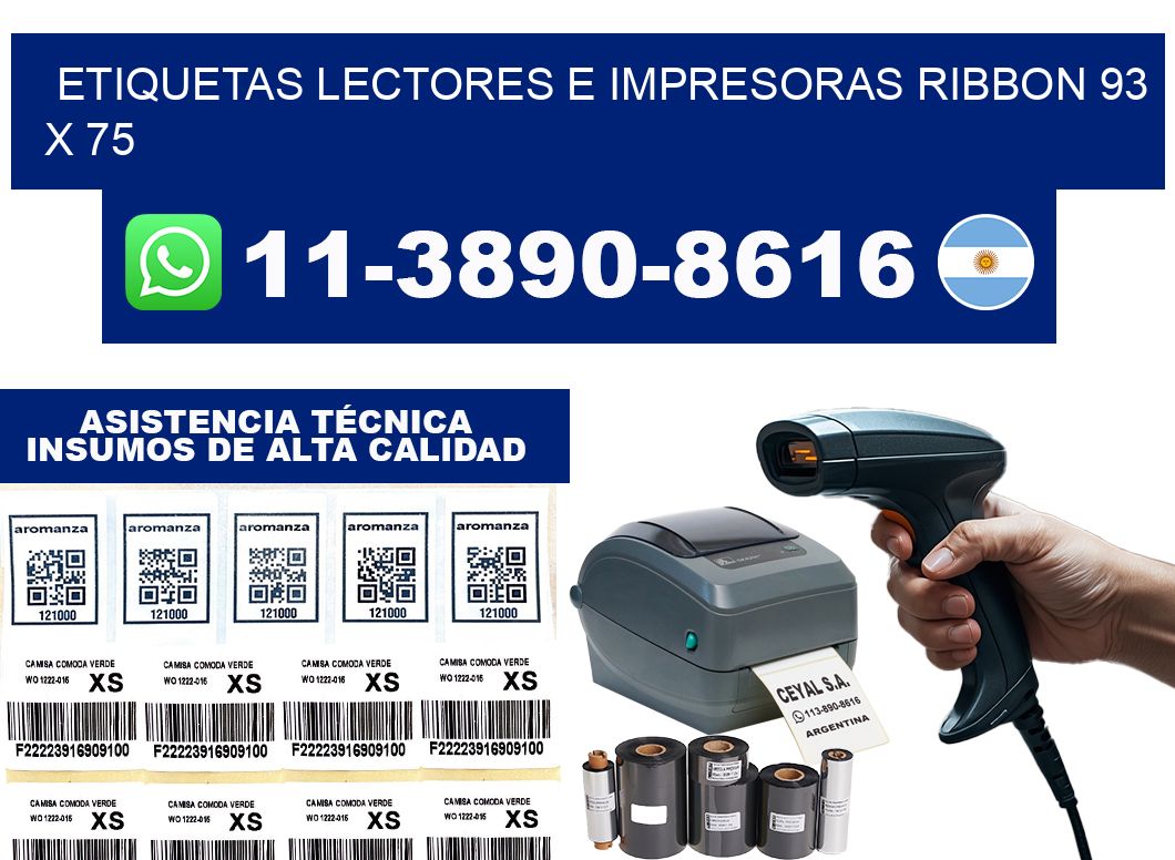 etiquetas lectores e impresoras ribbon 93 x 75