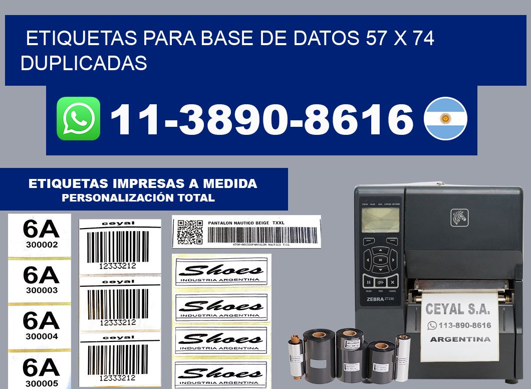etiquetas para base de datos 57 x 74 duplicadas