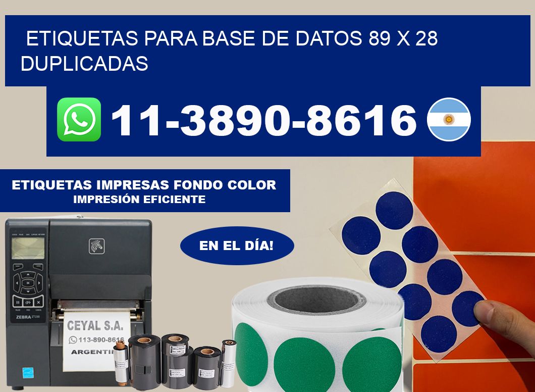 etiquetas para base de datos 89 x 28 duplicadas