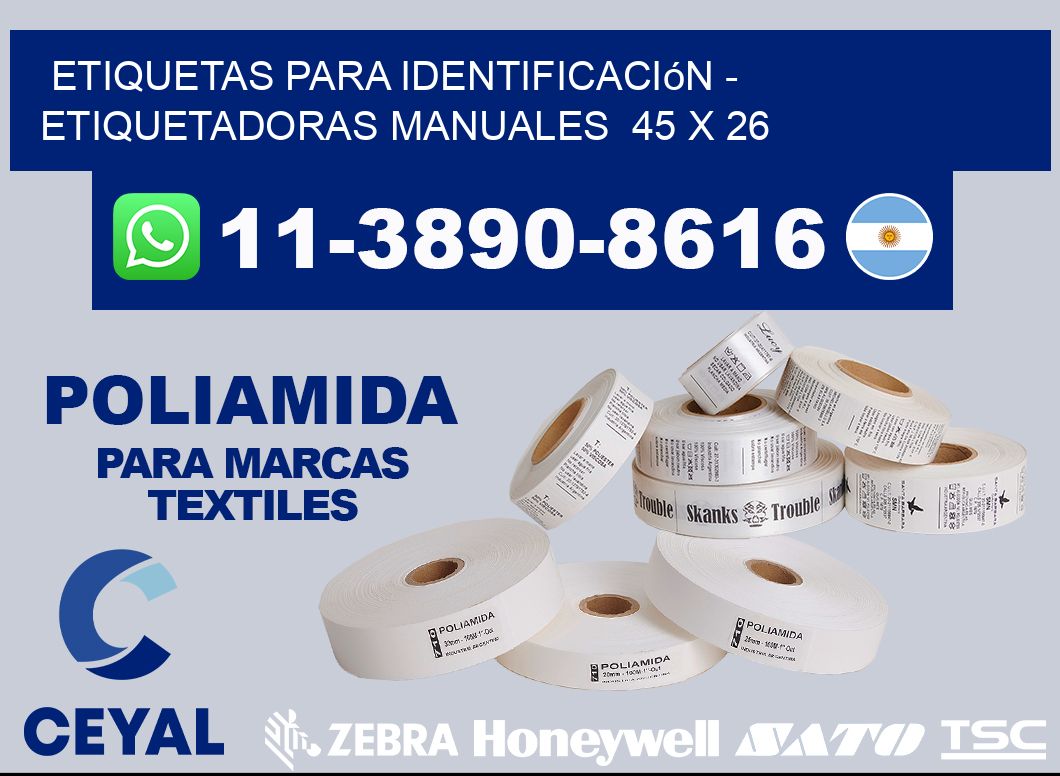 etiquetas para identificación - Etiquetadoras Manuales  45 x 26