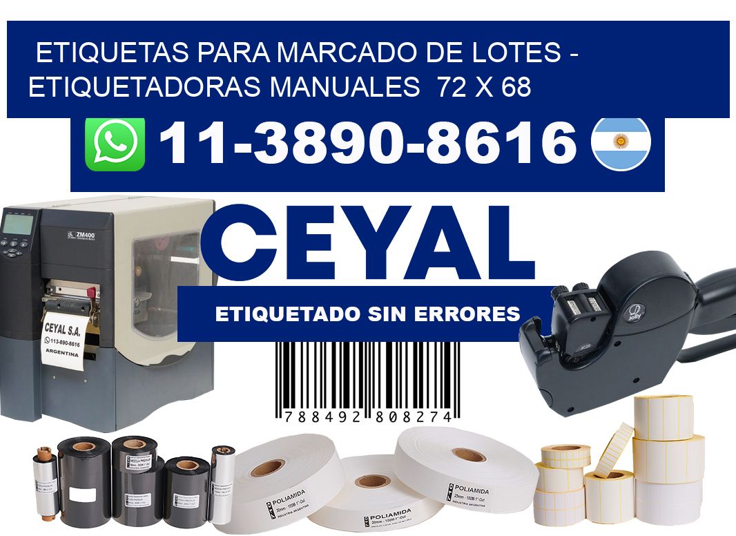 etiquetas para marcado de lotes - Etiquetadoras Manuales  72 x 68