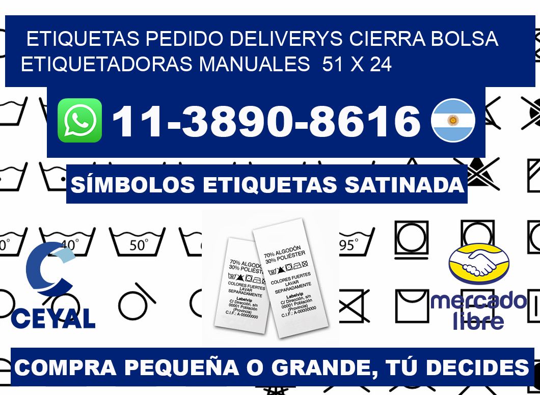 etiquetas pedido deliverys cierra bolsa  Etiquetadoras Manuales  51 x 24