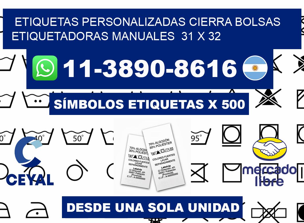 etiquetas personalizadas cierra bolsas  Etiquetadoras Manuales  31 x 32