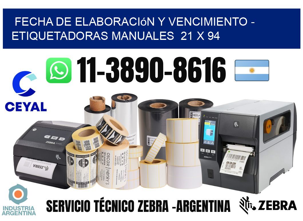 fecha de elaboración y vencimiento - Etiquetadoras Manuales  21 x 94