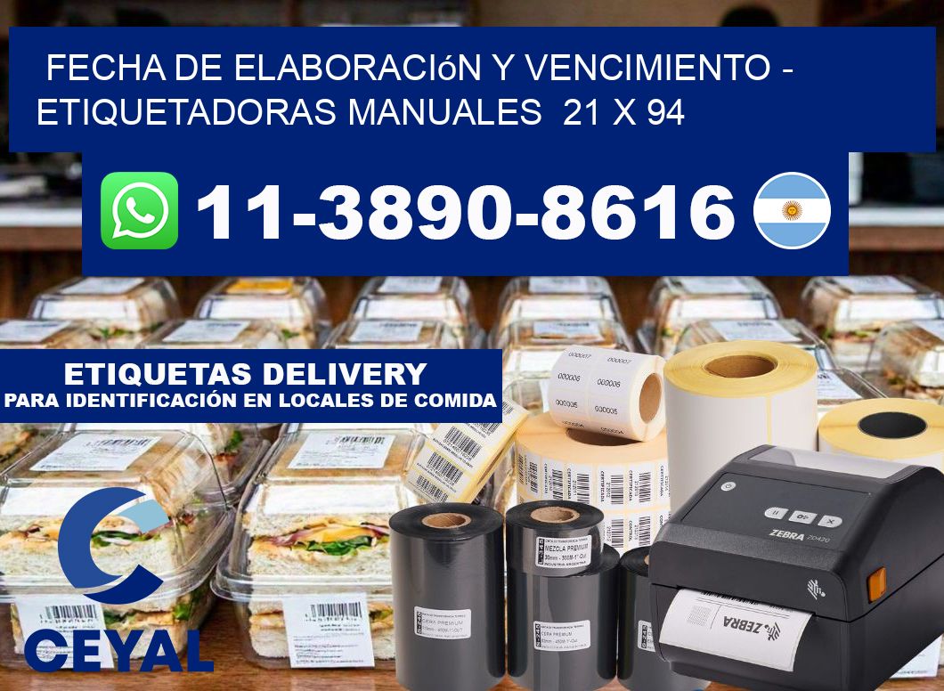 fecha de elaboración y vencimiento - Etiquetadoras Manuales  21 x 94