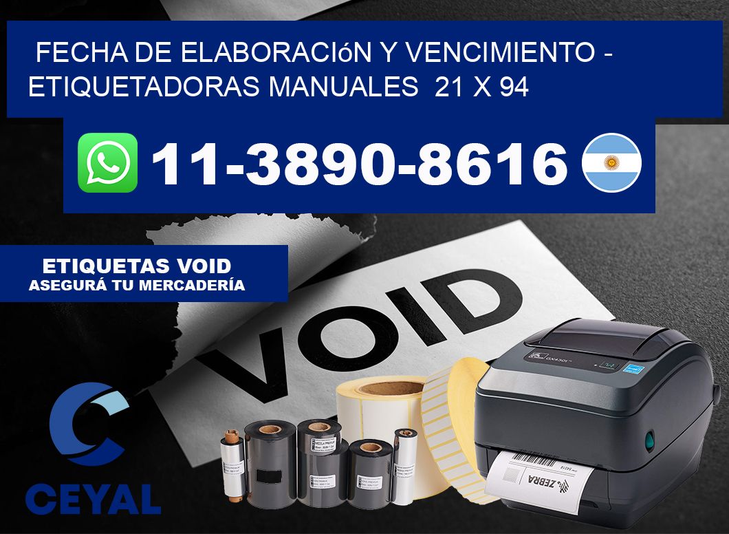 fecha de elaboración y vencimiento - Etiquetadoras Manuales  21 x 94