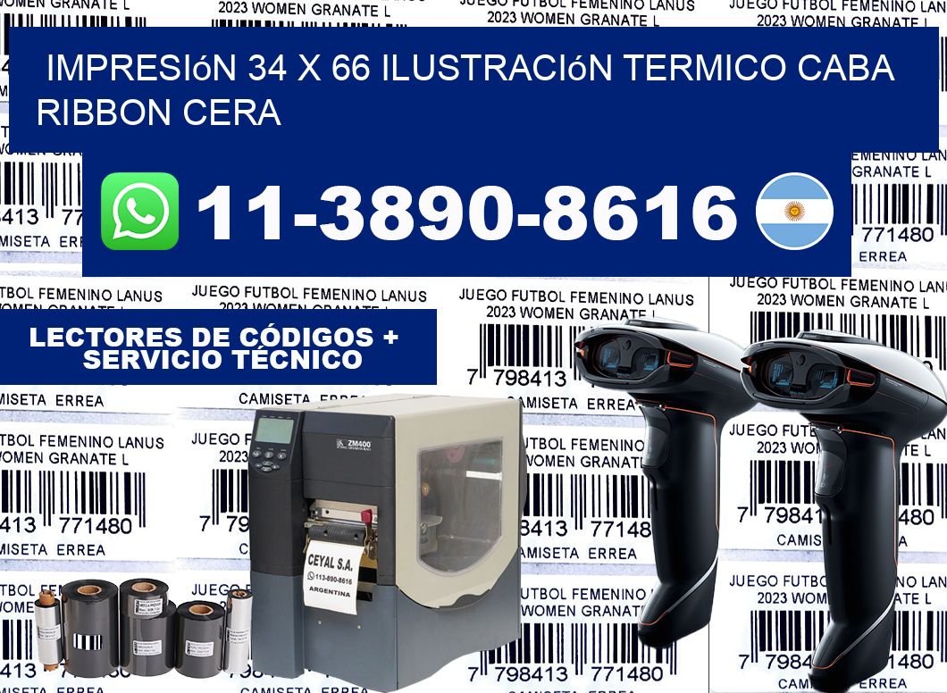 impresión 34 x 66 ilustración termico CABA Ribbon cera