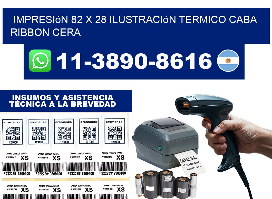 impresión 82 x 28 ilustración termico CABA Ribbon cera