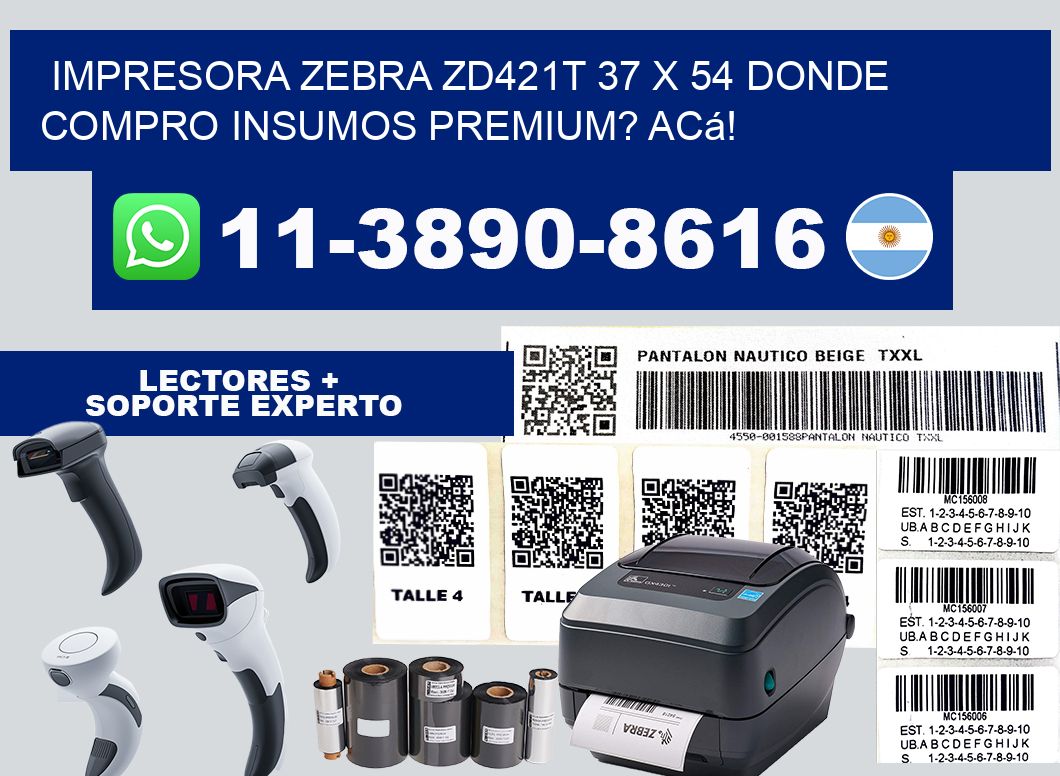 impresora zebra zd421t 37 x 54 Donde compro insumos premium? Acá!