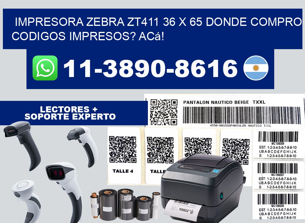 impresora zebra zt411 36 x 65 Donde compro codigos impresos? Acá!