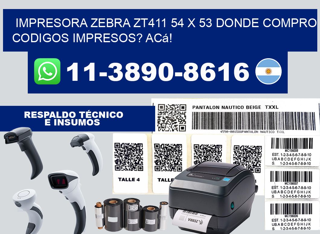 impresora zebra zt411 54 x 53 Donde compro codigos impresos? Acá!