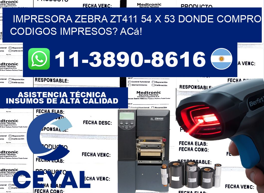 impresora zebra zt411 54 x 53 Donde compro codigos impresos? Acá!