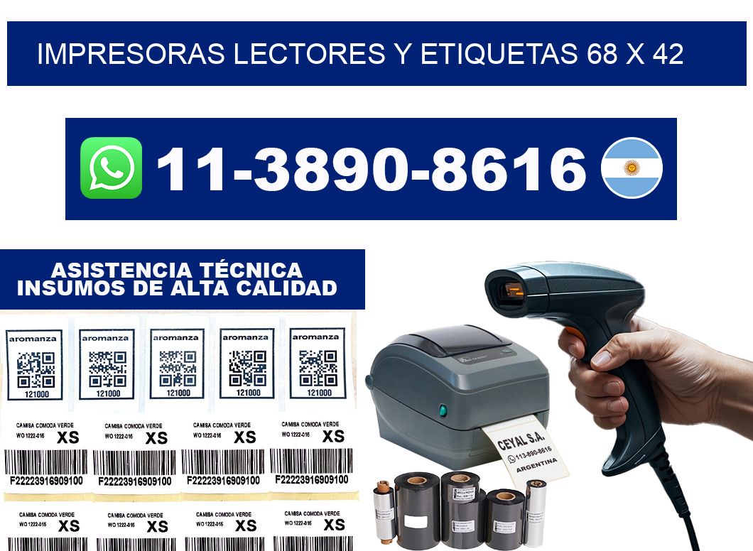 impresoras lectores y etiquetas 68 x 42