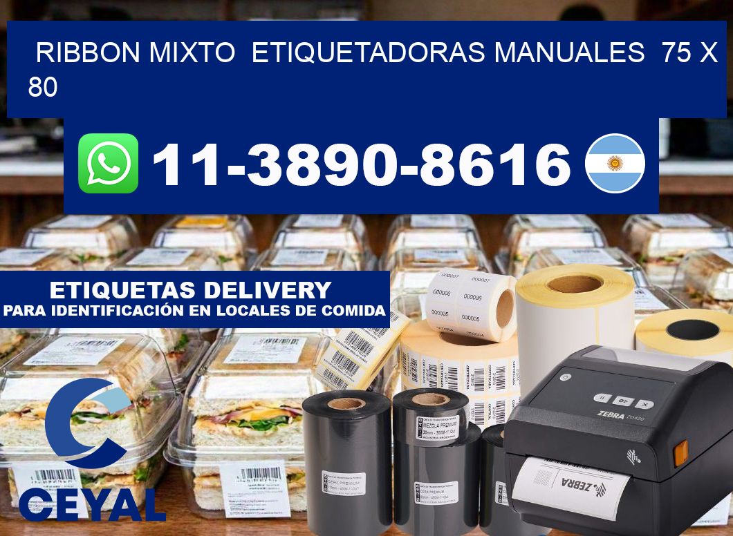ribbon mixto  Etiquetadoras Manuales  75 x 80