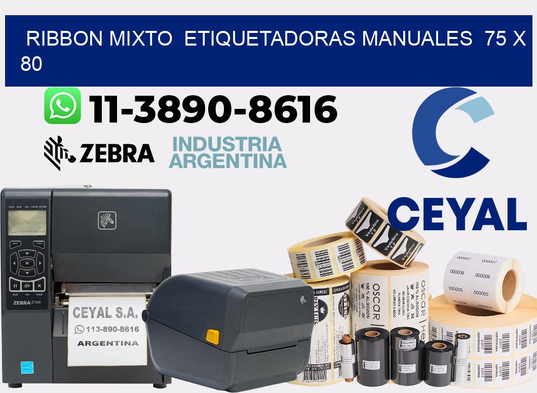 ribbon mixto  Etiquetadoras Manuales  75 x 80