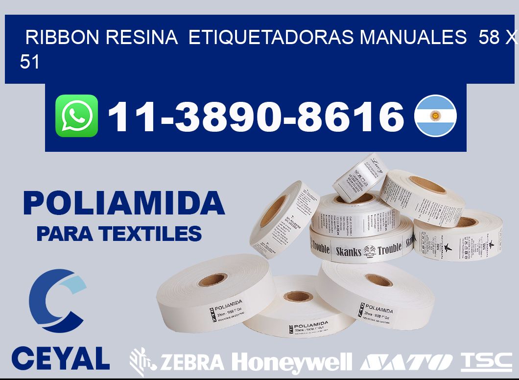 ribbon resina  Etiquetadoras Manuales  58 x 51