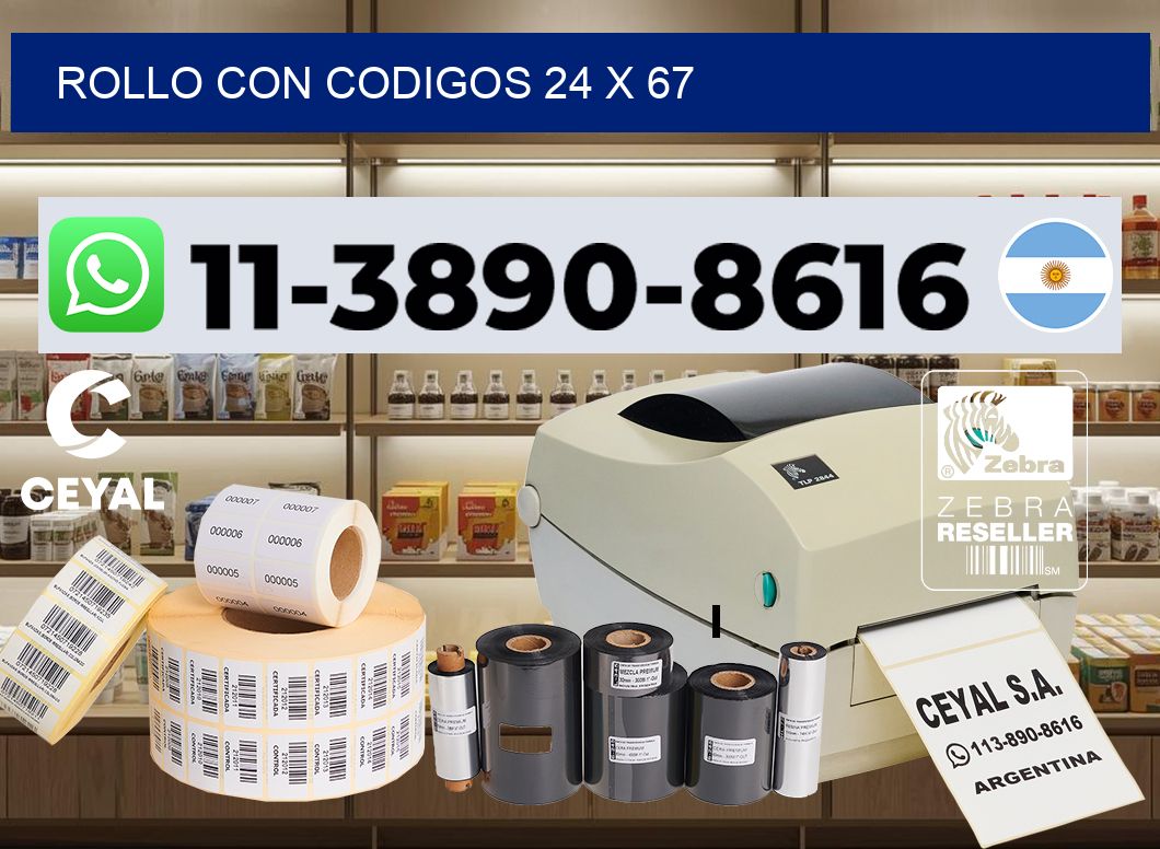 rollo con codigos 24 x 67