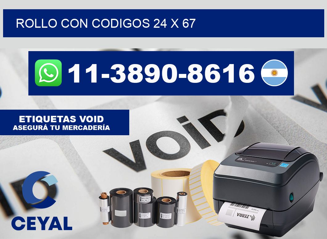 rollo con codigos 24 x 67