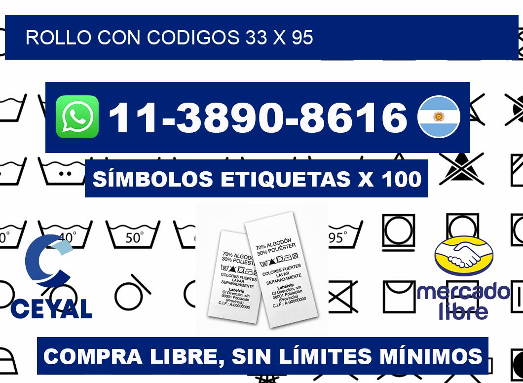 rollo con codigos 33 x 95