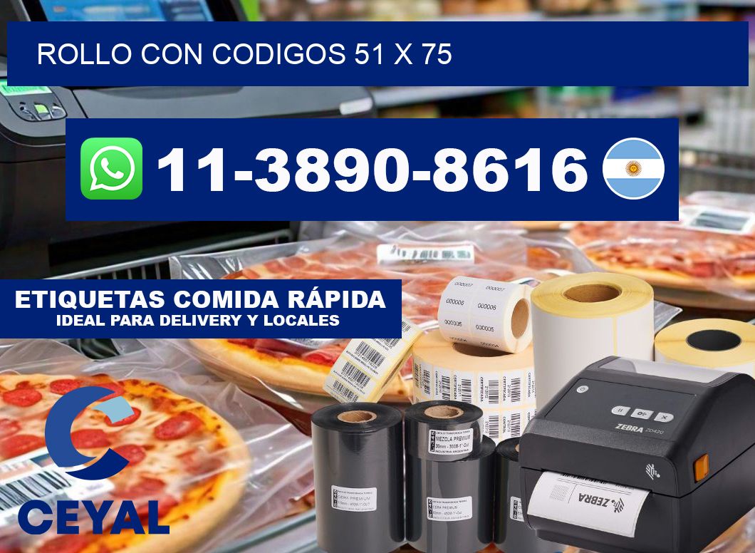 rollo con codigos 51 x 75