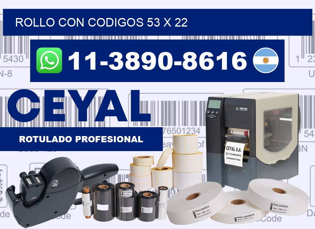 rollo con codigos 53 x 22