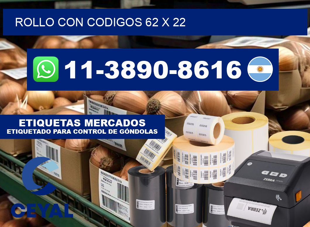 rollo con codigos 62 x 22