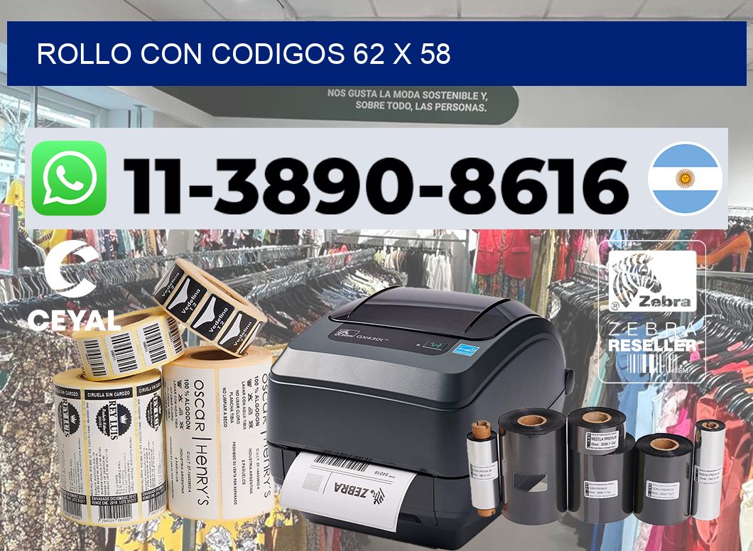rollo con codigos 62 x 58