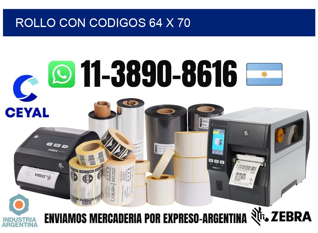 rollo con codigos 64 x 70