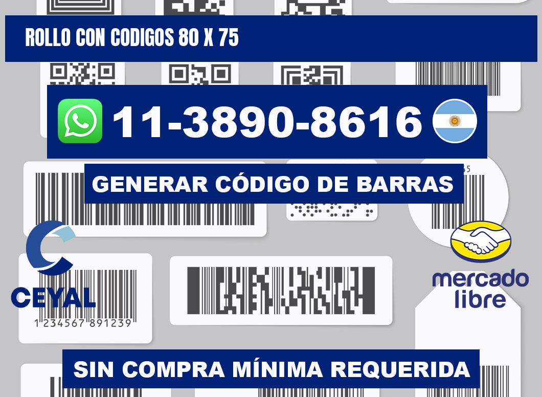 rollo con codigos 80 x 75