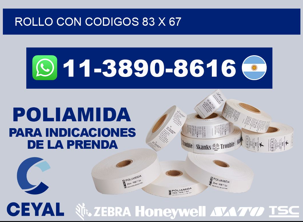 rollo con codigos 83 x 67