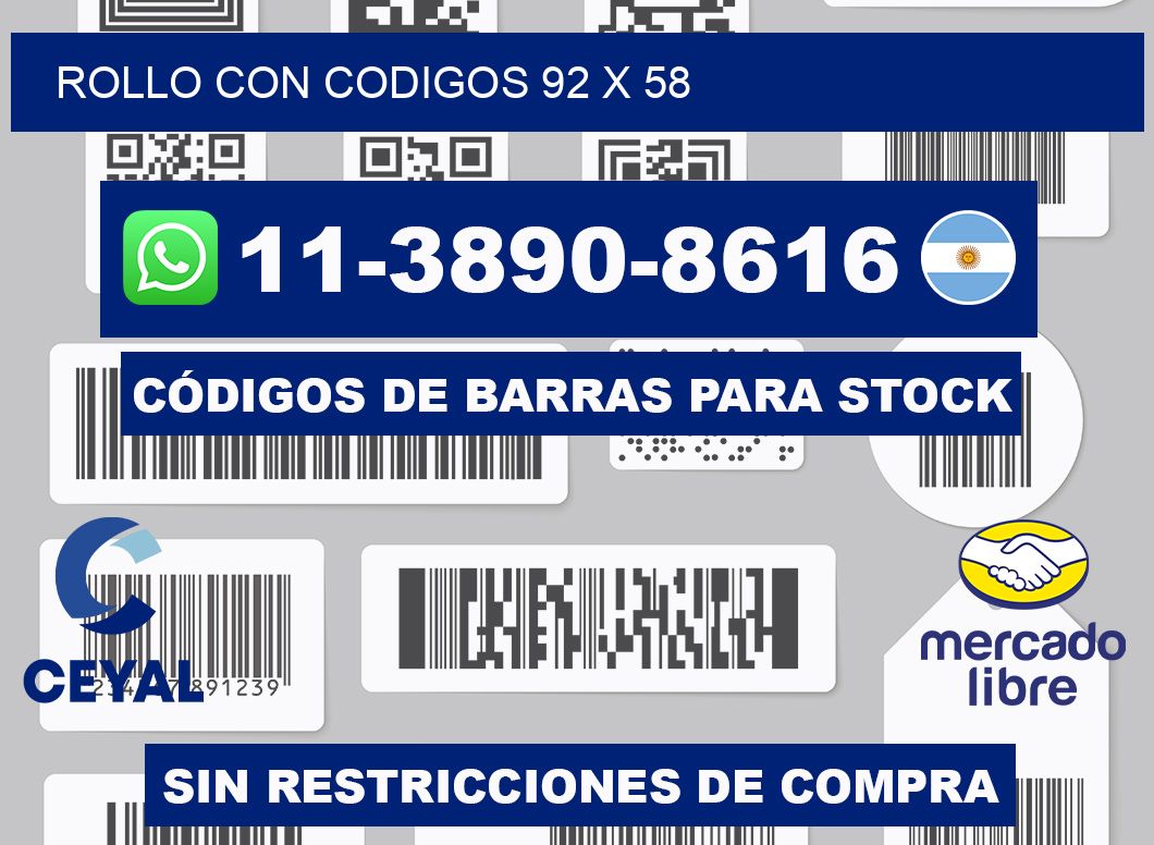 rollo con codigos 92 x 58