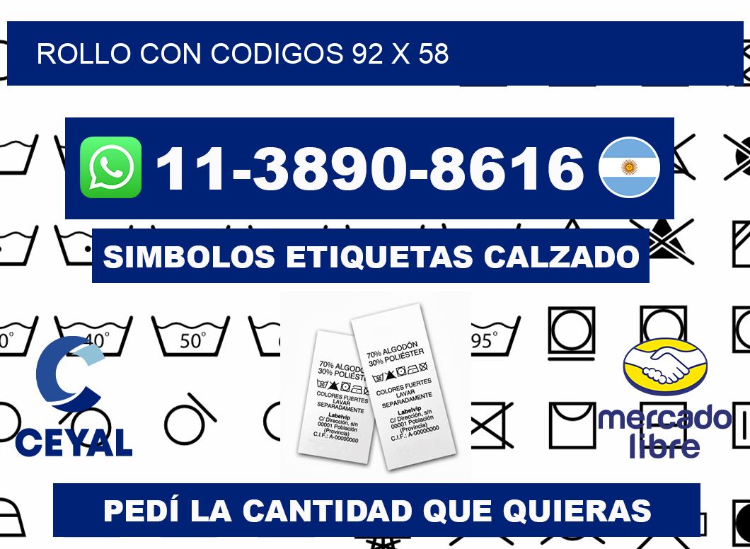 rollo con codigos 92 x 58