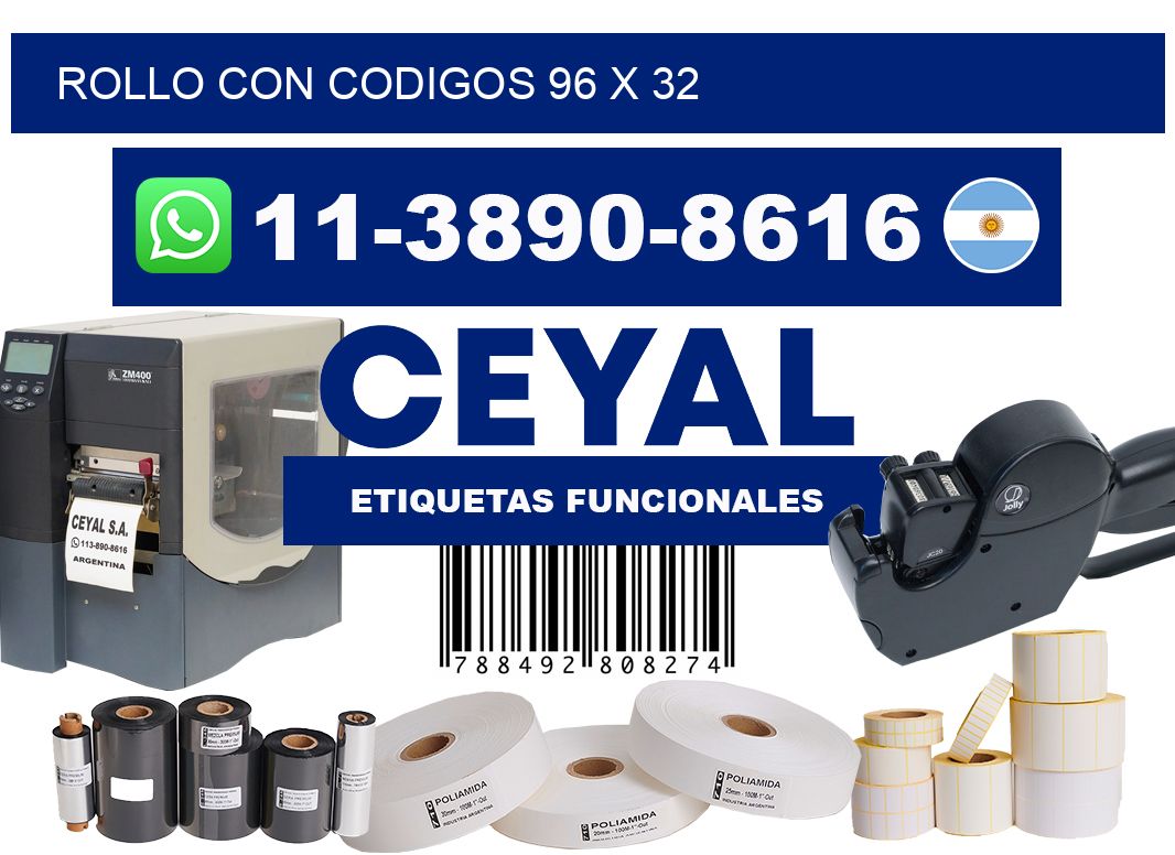 rollo con codigos 96 x 32