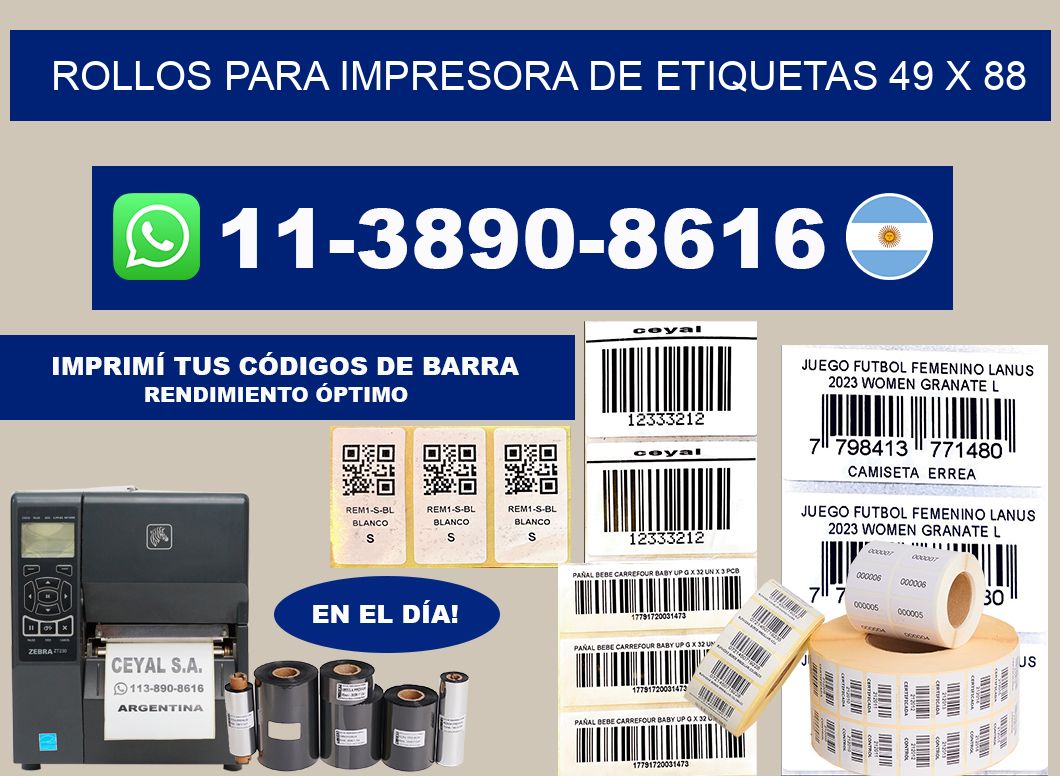 rollos para impresora de etiquetas 49 x 88