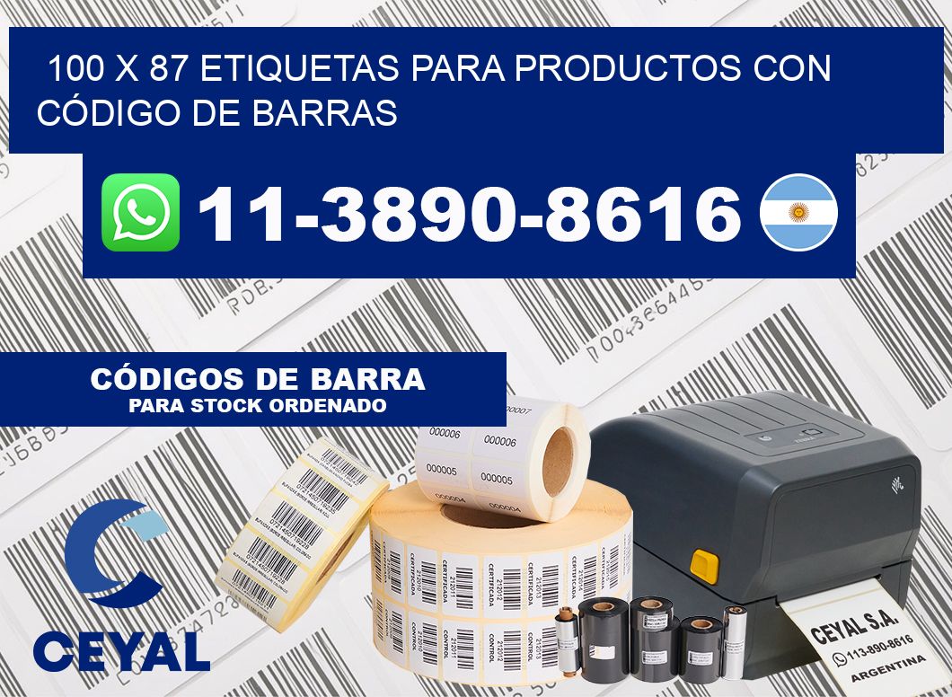 100 x 87 ETIQUETAS PARA PRODUCTOS CON CÓDIGO DE BARRAS