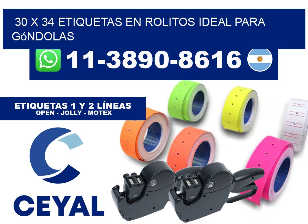 30 x 34 etiquetas en rolitos ideal para góndolas