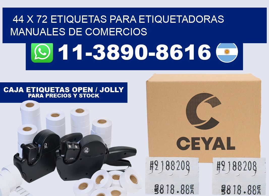 44 x 72 etiquetas para etiquetadoras manuales de comercios