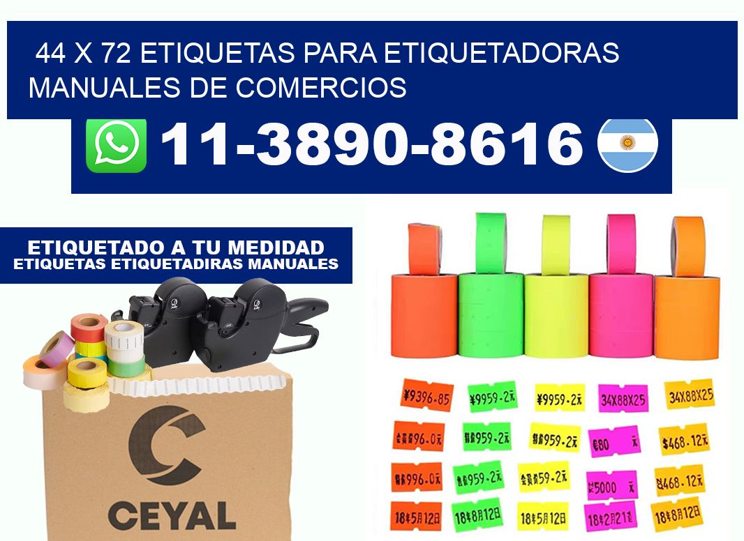 44 x 72 etiquetas para etiquetadoras manuales de comercios