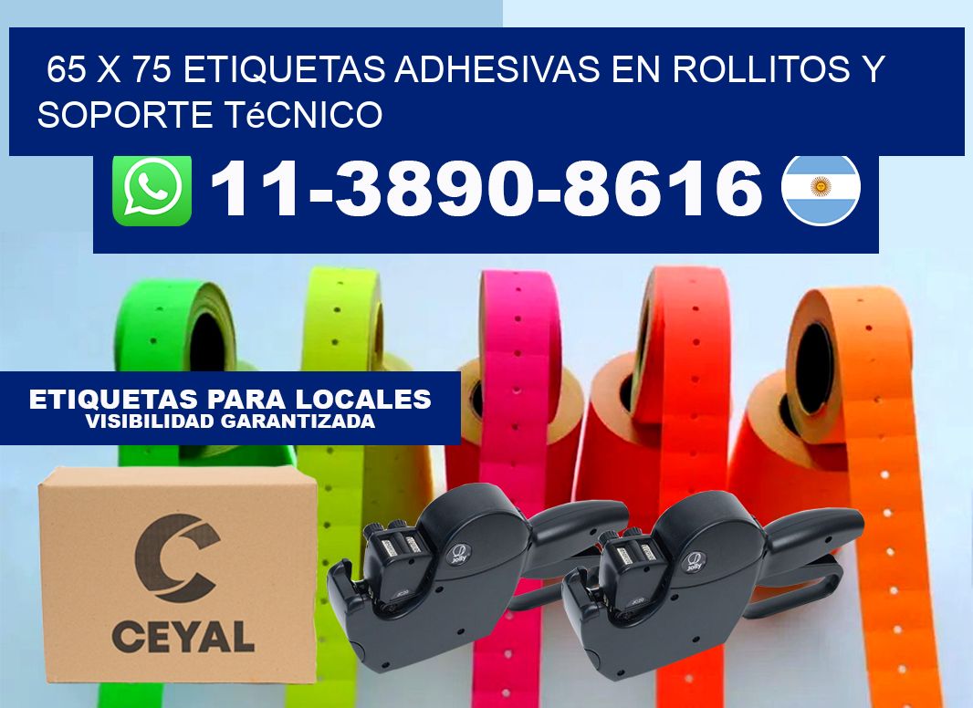65 x 75 Etiquetas adhesivas en rollitos y soporte técnico