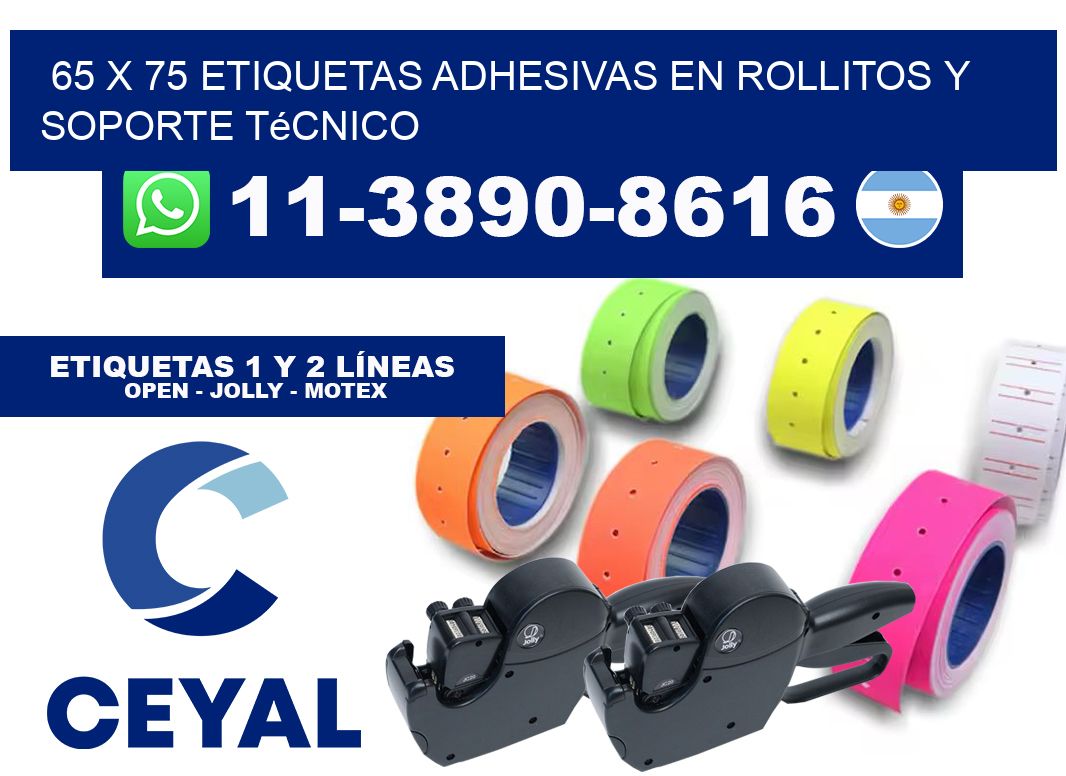 65 x 75 Etiquetas adhesivas en rollitos y soporte técnico