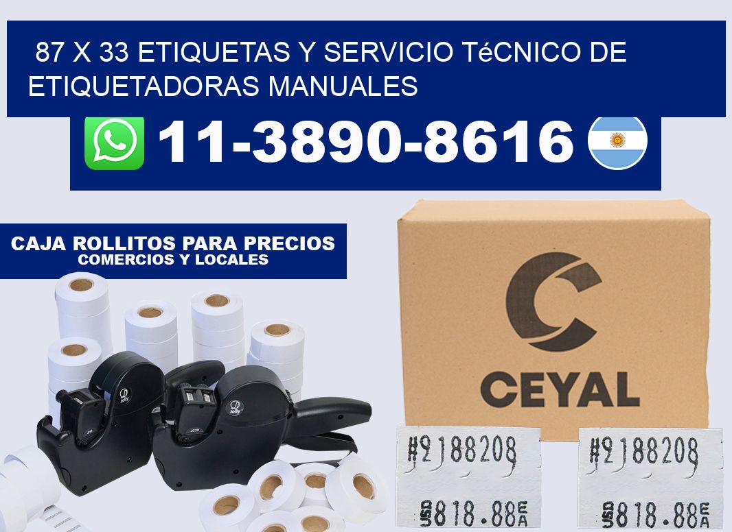 87 x 33 etiquetas y servicio técnico de etiquetadoras manuales