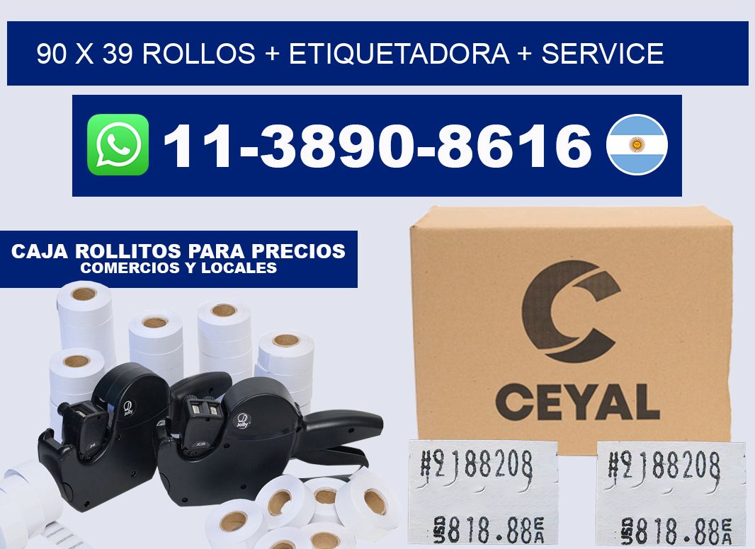 90 x 39 rollos + etiquetadora + service