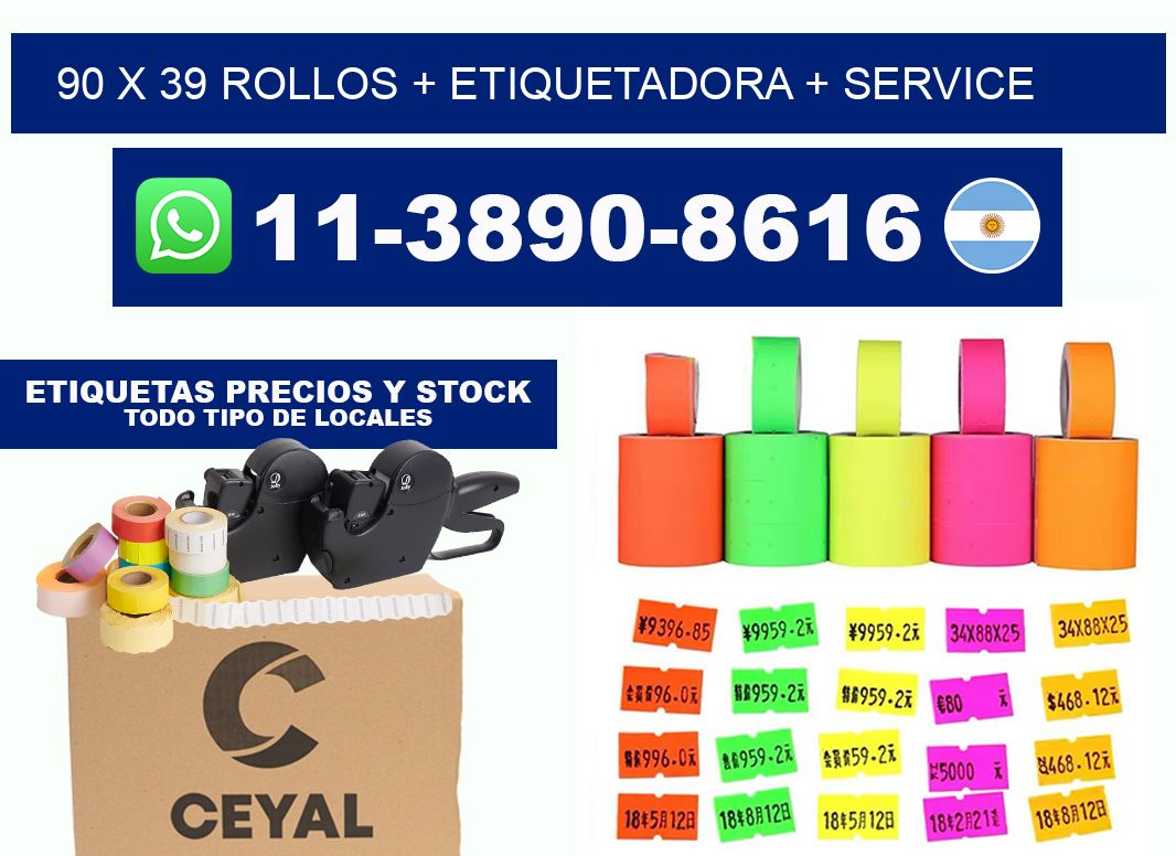 90 x 39 rollos + etiquetadora + service