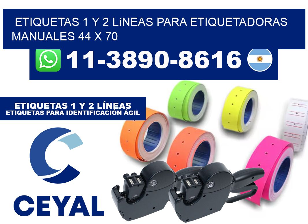 Etiquetas 1 y 2 líneas para etiquetadoras manuales 44 x 70