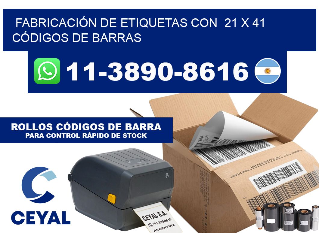 FABRICACIÓN DE ETIQUETAS CON  21 x 41 CÓDIGOS DE BARRAS