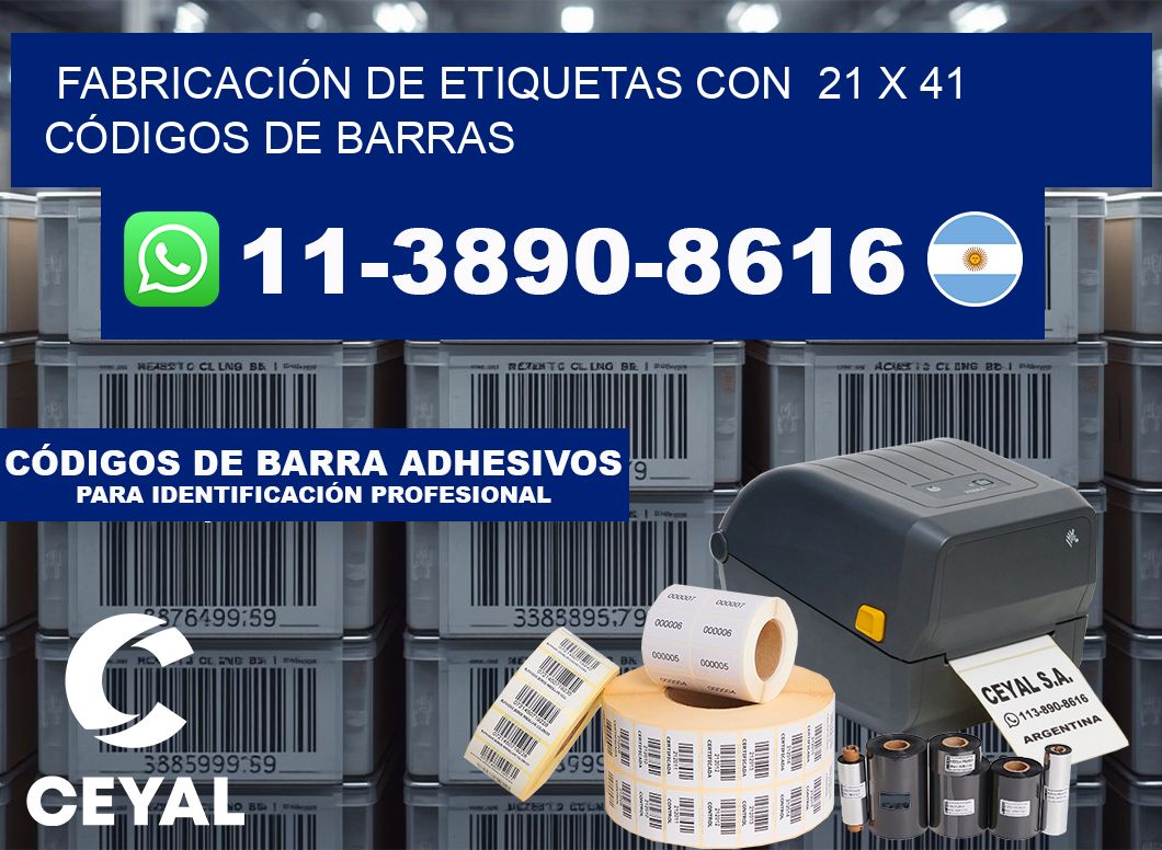 FABRICACIÓN DE ETIQUETAS CON  21 x 41 CÓDIGOS DE BARRAS
