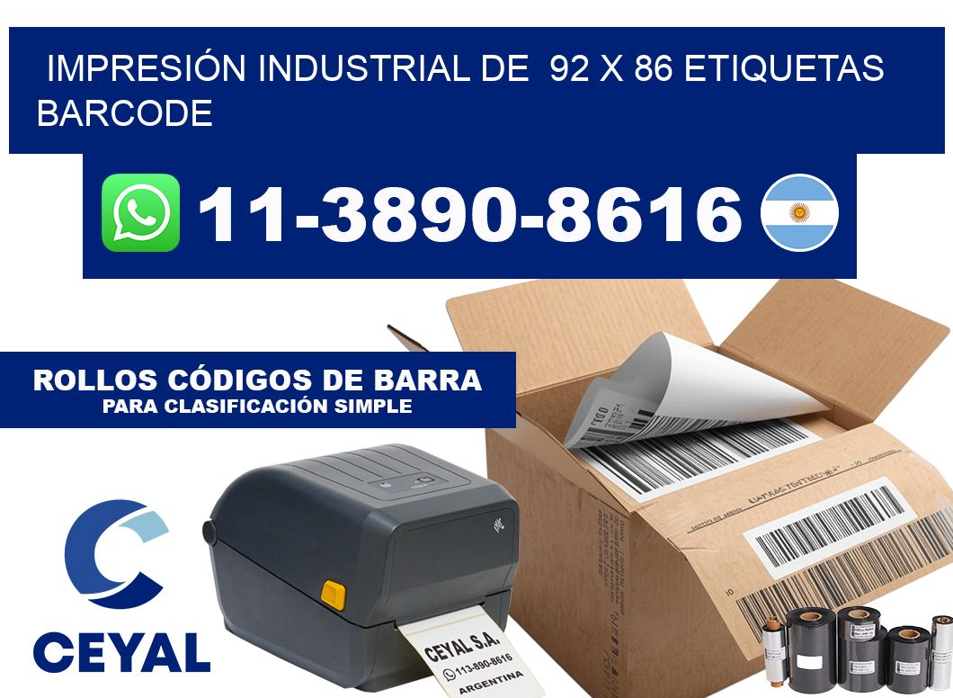 IMPRESIÓN INDUSTRIAL DE  92 x 86 ETIQUETAS BARCODE