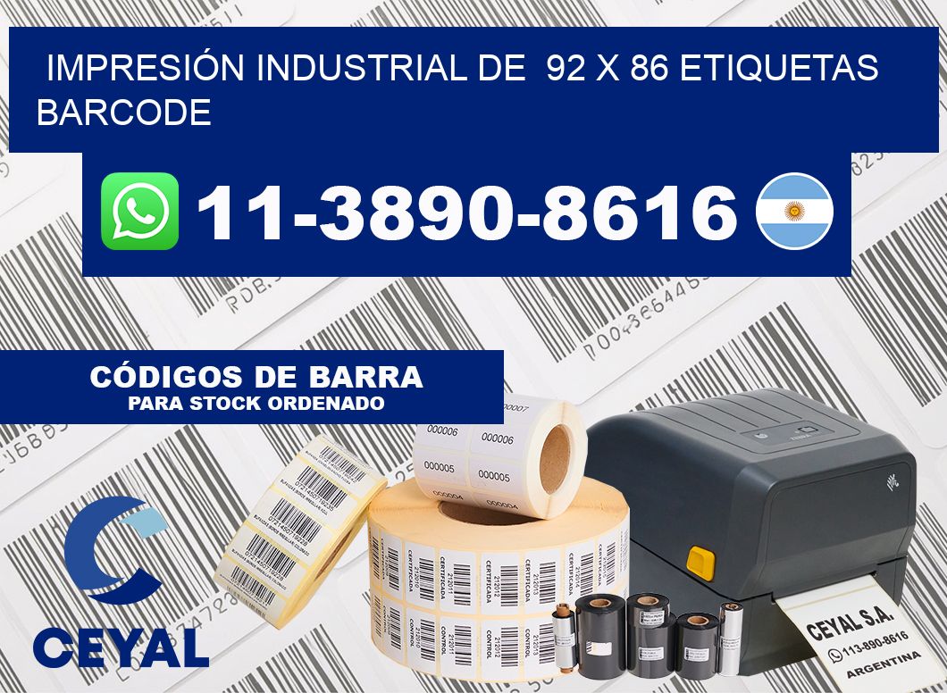 IMPRESIÓN INDUSTRIAL DE  92 x 86 ETIQUETAS BARCODE