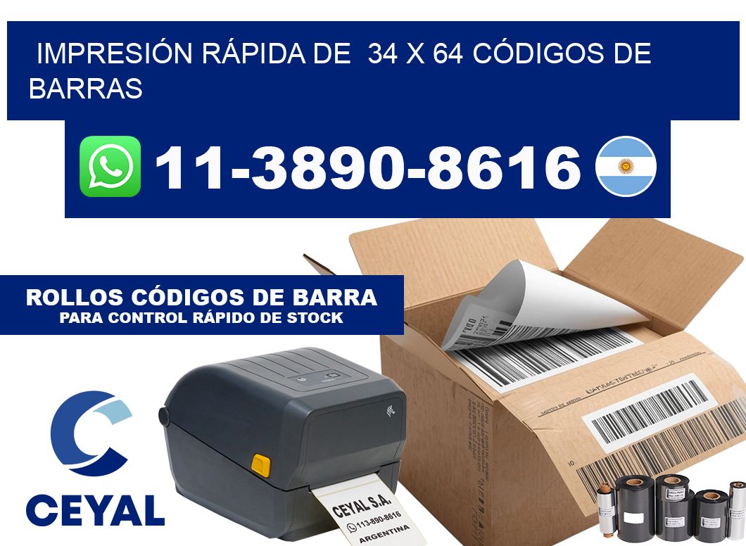 IMPRESIÓN RÁPIDA DE  34 x 64 CÓDIGOS DE BARRAS